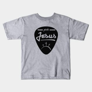 Pick Jesus (Guitar pick satire) Black graphic Kids T-Shirt